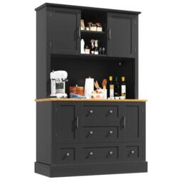 BTM Snack Cabinet Kitchen Sideboard Storage Cabinet LED Drawers Black - thumbnail 8
