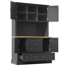 BTM Snack Cabinet Kitchen Sideboard Storage Cabinet LED Drawers Black - thumbnail 9