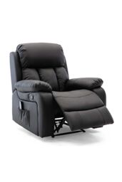 More4Homes Chester Manual Recliner Bonded Leather 1+2 Seater Sofa Set in Black - thumbnail 5