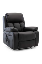 More4Homes Chester Manual Recliner Bonded Leather 1+2 Seater Sofa Set in Black - thumbnail 4