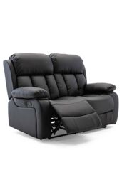 More4Homes Chester Manual Recliner Bonded Leather 1+2 Seater Sofa Set in Black - thumbnail 3