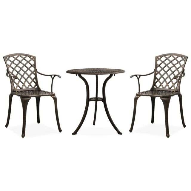 Berkfield Home 3 Piece Bistro Set Cast Aluminium Bronze in Brown - image 1