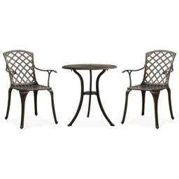 Berkfield Home 3 Piece Bistro Set Cast Aluminium Bronze in Brown