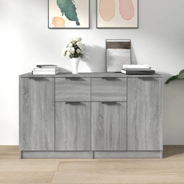 Berkfield Home Sideboards 2 pcs Grey Sonoma 60x30x70 cm Engineered Wood - Size: 60 x 30 x 70 cm - image 1