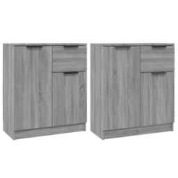 Berkfield Home Sideboards 2 pcs Grey Sonoma 60x30x70 cm Engineered Wood - Size: 60 x 30 x 70 cm - thumbnail 2