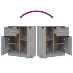 Berkfield Home Sideboards 2 pcs Grey Sonoma 60x30x70 cm Engineered Wood - Size: 60 x 30 x 70 cm - thumbnail 9
