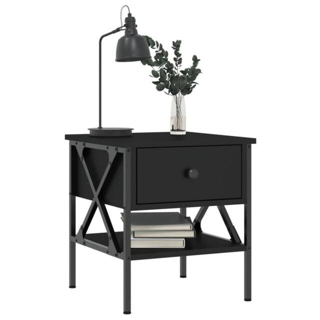Berkfield Home Durable Bedside Table Black 40x42x45 cm Engineered Wood - Size: 40 x 42 x 45 cm - image 1