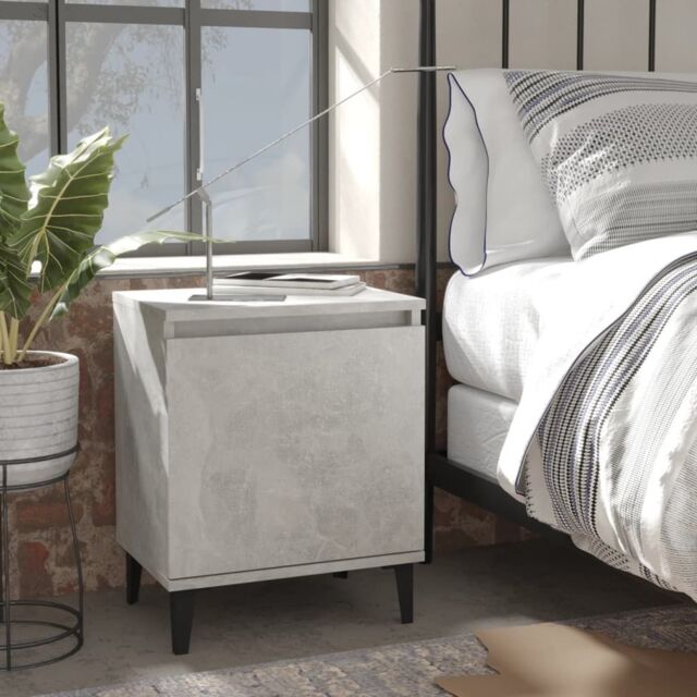 Berkfield Home Bed Cabinets with Metal Legs 2 pcs Concrete Grey 40x30x50 cm - Size: 40 x 30 x 50 cm - image 1