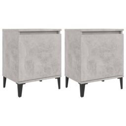 Berkfield Home Bed Cabinets with Metal Legs 2 pcs Concrete Grey 40x30x50 cm - Size: 40 x 30 x 50 cm - thumbnail 2