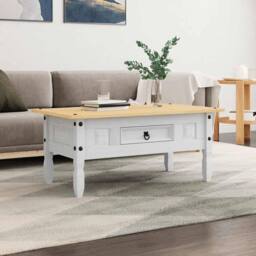 Berkfield Home Decorative Coffee Table Mexican Pine Corona Range White 100x55x45 cm - Size: 100 x 55 x 45 cm - thumbnail 1