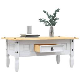 Berkfield Home Decorative Coffee Table Mexican Pine Corona Range White 100x55x45 cm - Size: 100 x 55 x 45 cm - thumbnail 2