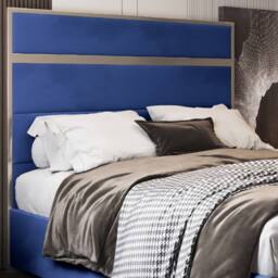 KDMD Holt Upholstered Soft Velvet Blue Metal Designer Bed Frame - Size: Single - thumbnail 5