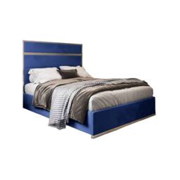 KDMD Holt Upholstered Soft Velvet Blue Metal Designer Bed Frame - Size: Single - thumbnail 2