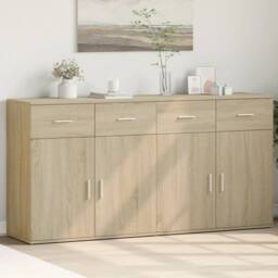 Berkfield Home Sideboards 2 pcs Sonoma Oak 79x38x80 cm Engineered Wood in Light Tan - Size: 79 x 38 x 80 cm - thumbnail 2
