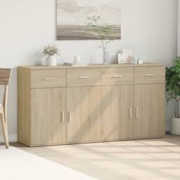 Berkfield Home Sideboards 2 pcs Sonoma Oak 79x38x80 cm Engineered Wood in Light Tan - Size: 79 x 38 x 80 cm - thumbnail 3