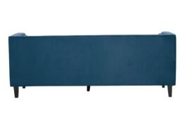Orsina Refined 3 Seat Grey Velvet Sofa, Velvet Upholstered Mid Century Sofa, Contemporary Sofa For Livingroom in Blue - thumbnail 2