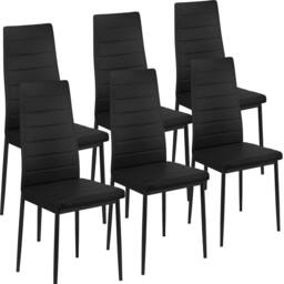 SPETLEK Set of 6 Dining Chairs Padded Seat High Back Metal Legs in Black