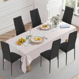 SPETLEK Set of 6 Dining Chairs Padded Seat High Back Metal Legs in Black - thumbnail 3