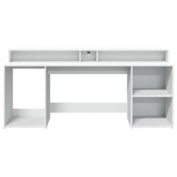 Berkfield Home Soft Desk with LED Lights White 200x55x91 cm Engineered Wood - Size: 200 x 55 x 91 cm - thumbnail 6