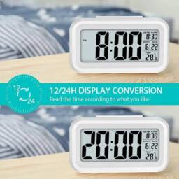 FLAVORA LED Digital Desk Clock with Temperature Alarm in White - Size: 0.6m2 - thumbnail 3