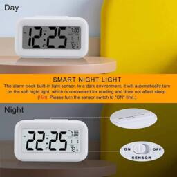 FLAVORA LED Digital Desk Clock with Temperature Alarm in White - Size: 0.6m2 - thumbnail 6