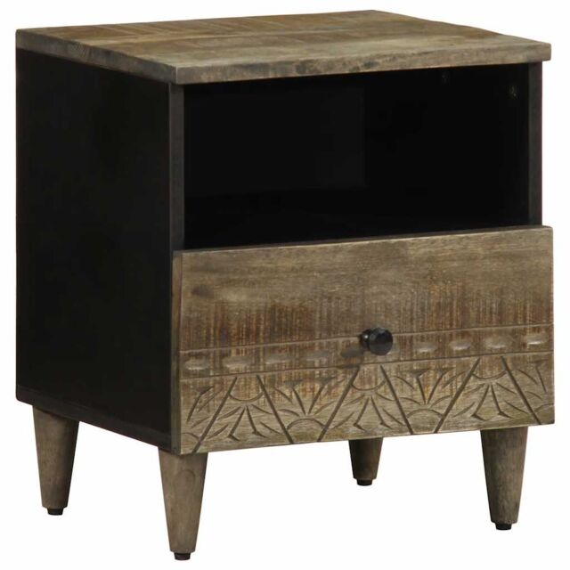 Berkfield Home Bedside Cabinet Light Grey 40x33x46 cm Solid Wood Mango - Size: 40 x 33 x 46 cm - image 1