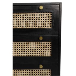 Jaipur Furniture Ltd Rattan Chest of Drawer - Mango Wood/Iron - L45 x W90 x H78 cm - Black Finish with Natural Rattan - Assembly Required - thumbnail 5