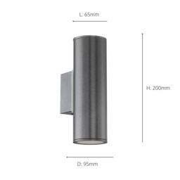 Eglo Riga Metal IP44 Outdoor Wall Light 2 Light (Inclusive) in Dark Grey - thumbnail 3