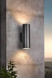 Eglo Riga Metal IP44 Outdoor Wall Light 2 Light (Inclusive) in Dark Grey - thumbnail 2