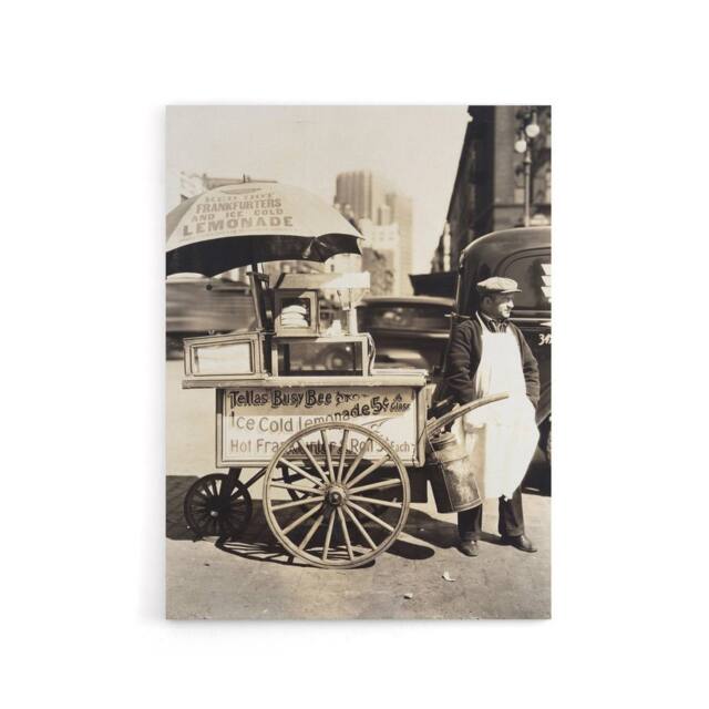 "Artery8 Lemonade & Hot Dog Stand Vintage Photo Canvas Wall Art Print in Grey - Size: W18"" x H24""" - image 1