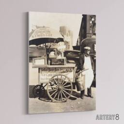 "Artery8 Lemonade & Hot Dog Stand Vintage Photo Canvas Wall Art Print in Grey - Size: W18"" x H24""" - thumbnail 2