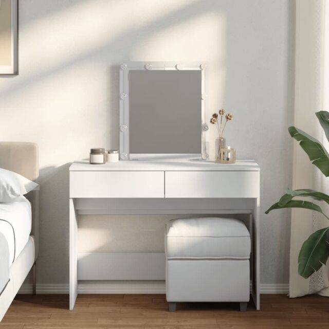 Berkfield Home Dressing Table with LED White 100x40x130 cm - Size: 100 x 40 x 130 cm - image 1
