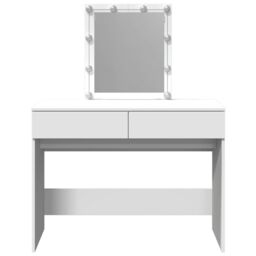 Berkfield Home Dressing Table with LED White 100x40x130 cm - Size: 100 x 40 x 130 cm - thumbnail 5