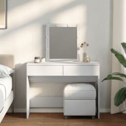 Berkfield Home Dressing Table with LED White 100x40x130 cm - Size: 100 x 40 x 130 cm
