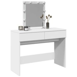 Berkfield Home Dressing Table with LED White 100x40x130 cm - Size: 100 x 40 x 130 cm - thumbnail 4