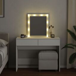 Berkfield Home Dressing Table with LED White 100x40x130 cm - Size: 100 x 40 x 130 cm - thumbnail 3
