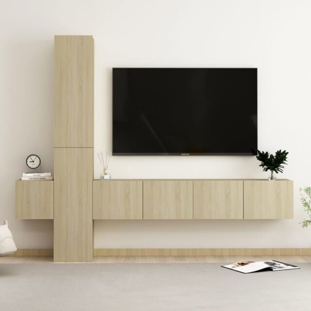Berkfield Home 5 Piece TV Cabinet Set Sonoma Oak Engineered Wood in Brown - image 1
