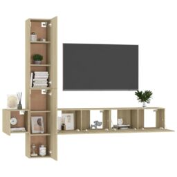 Berkfield Home 5 Piece TV Cabinet Set Sonoma Oak Engineered Wood in Brown - thumbnail 3