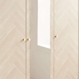 Birlea 3 Door Oak Brown Wooden Wardrobe With Mirror Herringford in Light Oak - thumbnail 2