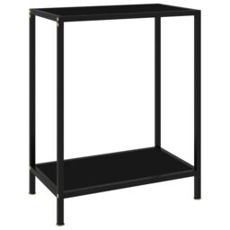 Berkfield Home Console Table Black 60x35x75 cm Tempered Glass - Size: 60 x 35 x 75 cm - thumbnail 1