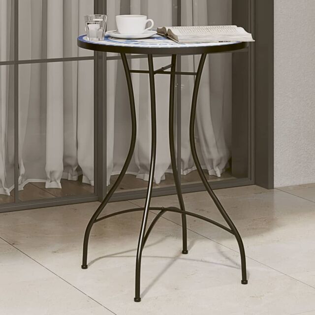 Berkfield Home Mosaic Bistro Table Blue & White √ò50x70 cm Ceramic - Size: 50x70 cm - image 1