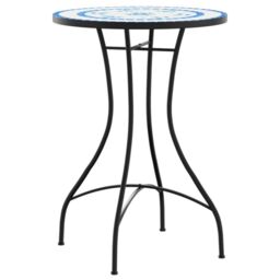 Berkfield Home Mosaic Bistro Table Blue & White √ò50x70 cm Ceramic - Size: 50x70 cm - thumbnail 4
