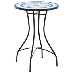 Berkfield Home Mosaic Bistro Table Blue & White √ò50x70 cm Ceramic - Size: 50x70 cm - thumbnail 2