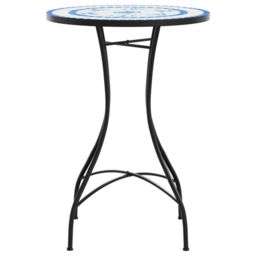 Berkfield Home Mosaic Bistro Table Blue & White √ò50x70 cm Ceramic - Size: 50x70 cm - thumbnail 5