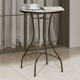 Berkfield Home Mosaic Bistro Table Blue & White √ò50x70 cm Ceramic - Size: 50x70 cm