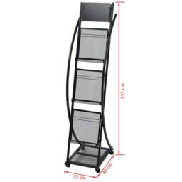 Berkfield Home Magazine Rack 40x32x131 cm Black A4 - Size: 40 x 32 x 131 cm - thumbnail 6