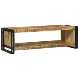 Berkfield Home Coffee Table 120x50x38 cm Solid Rough Wood Mango in Brown - Size: 120 x 50 x 38 cm - thumbnail 1