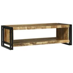 Berkfield Home Coffee Table 120x50x38 cm Solid Rough Wood Mango in Brown - Size: 120 x 50 x 38 cm - thumbnail 6