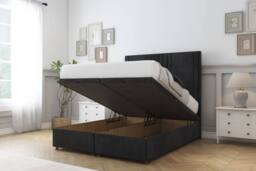 "Sloomy Harrington Naples Ottoman Bed Base-54"" Floor Standing Headboard in Black - Size: Double" - thumbnail 2