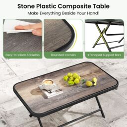 Costway 4 Piece Outdoor Conversation Set Metal Frame Outdoor Bistro Set in Black - thumbnail 6